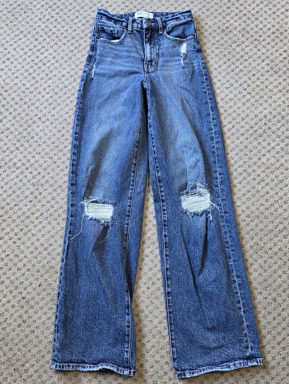 BKE Billie Slim Fit High Rise Wide Leg Distressed Jeans